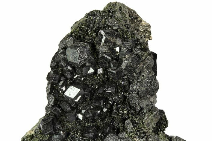 Black Andradite (Melanite) Garnet Cluster - Morocco #107907